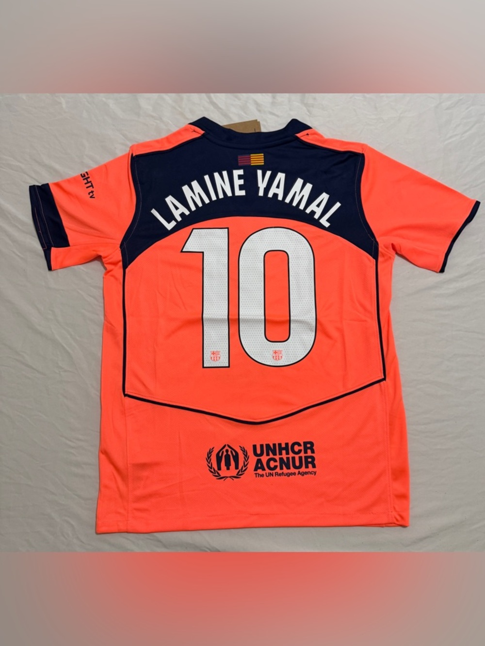 FC Barcelona 3rd kit Orange Soccer Jersey #Lamine Yamal 10#Adult size - Picture 2 of 2